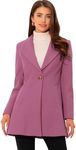 Allegra K Women's Turn Down Collar Buttoned Business Casual Mid-Long Winter Coat Grey Purple Medium