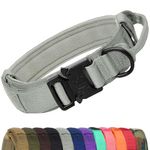 Joytale Tactical Dog Collar with Handle, Heavy Duty Military Dog Collar with D Ring, Adjustable Tactical Collars for Large Dogs Training, Grey, L