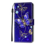 Dfjhure Motorola Moto E13 Case Leather Flip Wallet Phone Case Cover Silicone Shockproof Bumper Cover Stand View Cover with Card Slots Phone Case For Motorola Moto E13- Butterfly