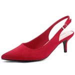 Greatonu Women's Pointed Toe Slingback Dress Court Shoes, Red - 6 UK