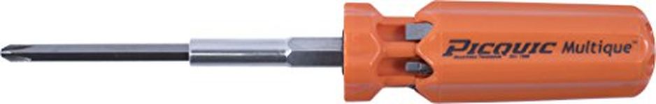 Picquic 45006 Multique Multi-Bit Screwdriver with Seven Bits, Slim Handle, Bright Orange Opaque 12.7 x 2.5 x 2.5 Centimeters