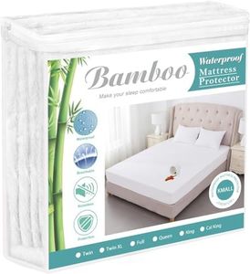 King Size Cooling Waterproof Mattress Protector Pad Cover,Bamboo Terry Top Breathable Fitted Sheet Style Deep Pocket-Noiseless,Vinyl,PVC Free Matressprotector King for Pets Kids Adults