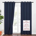 NICETOWN Sound Blocking Black Out Curtains for Patio Door, Heavy-Duty Space Divider Curtains for Living Room, Lined Insert Noise, Blackout, Thermal Insulation Curtains for Closet (Navy, W52 x L84)