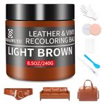 Leather Recoloring Balm,8.5oz Leather Color Restorer,Light Brown Leather Repair kit for Furniture and Car Interior,Leather Couch Scratch Repair,Leather Dye Paint for Faded,Cracked and Damaged Leather