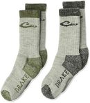 Drake unisex-child Merino Wool Heavyweight Outdoor Crew Boot Socks 2 Pair Pack, Green/Black, Small