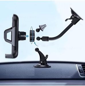 sunontek Porta Cellulare da Auto Parabrezza, Braccio Lungo Regolabile/Super Ventosa/Rotazione a 360° Porta Telefono Auto,dashboard,cruscotto, Compatibile con Sumsung, iPhone ...