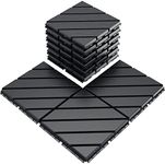 VANCASTLE Plastic Interlocking Deck Tiles, 11.8"x11.8"(Pack of 9), Patio Flooring Outdoor Waterproof All Weather Use for Garden Poolside Front/Back Yard, Dark Grey