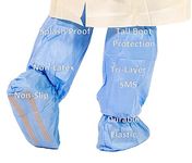 Tri-Layer SMS 18" Tall Heavy Duty Disposable Medical Grade Boot and Shoe Covers Non-Slip Protectors - Protect from Water, Fluids, Dust, Dirt, Mud, Snow, Sand, Grass, and other Mess! (200 Pairs)