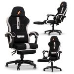 DROGO Ergonomic Gaming Chair, High Back Computer Chair with Breathable Fabric, Linkage Arm Rest, Adjustable Height, Head & Lumbar Support Pillow | Home & Office Chair with Footrest & Recline (Black)