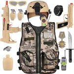 Tacobear Polyester Kids Army Military Combat Soldier Costume Halloween Party Role Play Dress Up Birthday Gift Set Includes Camouflage Vest, Helmet,&Toy Accessories For 3-8 Y Old Toddlers Boys Girls