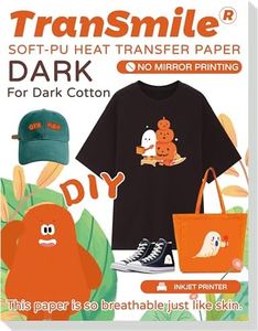 TranSmile PU-Heat Transfer Paper for T Shirts (10 Sheets, 8.5 x 11'') Printable Heat Transfer Vinyl for Dark Fabrics Iron on Transfers for Inkjet Printer (D-10)