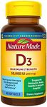 Nature Made Maximum Strength Vitamin D3 10000 IU (250 mcg), Dietary Supplement for Bone, Teeth, Muscle and Immune Health Support, 60 Softgels, 60 Day Supply