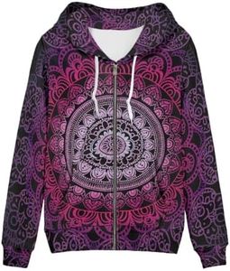 Zengppxfd Aztec Zip Up Hoodie Women Full Zipper Oversized Sweatshirt, 4XL