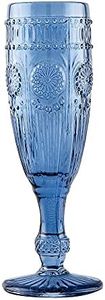 WEDDINGSTAR Vintage Style Pressed Glass Champagne Flute 6oz - Blue