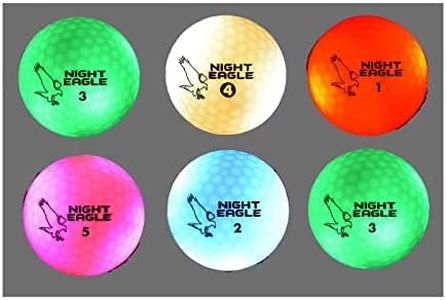 Night Eagle CV LED Golf Balls - Light Activated - No Timer - 6 Pack (7 Color Ball 6 Pack)