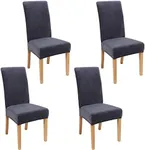 Smiry Velvet Stretch Dining Room Chair Covers Set of 4, Soft Removable Washable Chair Slipcovers Kitchen Parsons Chair Protector, Dark Grey