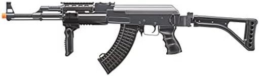 365 FPS DE Airsoft AK-47 AEG Rifle Side Folding Stock with Battery & Charger, Black