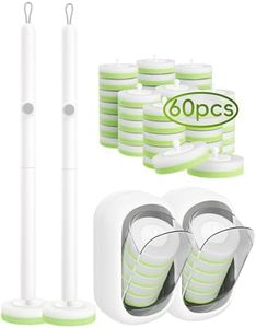 LEGUO Wall Mounted Disposable Toilet Brush System with Holder, Toilet Bowl Cleaning Wand with Green Refills and One-Button Release, 2 Wands and Holders with 60 Green Refills