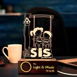 ZOCI VOCI Acrylic Personalized Engraved Lamp -Rakhi Gift For Brother And Sister Or Siblings | Unique Customize Gift For Rakshabandhan (Sis + Speaker Base, Led,Transparent)