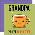 Birthday Cards for Grandpa - Tea-riffic - Funny Happy Birthday Card for Grandpa from Grandson Granddaughter, Grandpa Birthday Gifts, 145mm x 145mm Joke Greeting Cards for Men Him