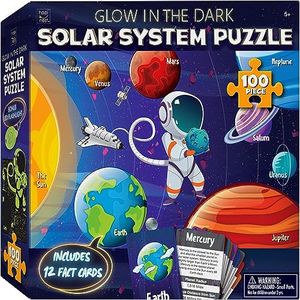 Hapinest 100 Piece Glow-in-The-Dark Solar System Jigsaw Puzzle for Kids Boys and Girls Gifts Ages 5 6 7 8 9 10 11 12 Years Old and Up