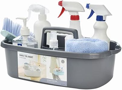 ALINK Large Plastic Shower Caddy Tote, Portable Storage Caddy Basket Organizer with Handle for Dorm, Bathroom, Tool, Garden, Kitchen, Cleaning Supplies – Gray