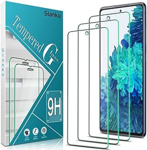 Slanku [3 Pack Screen Protector for Samsung Galaxy S20 FE, S20 FE 5G Tempered Glass, Support Fingerprint Reader, No-Bubbles, Anti-Scratch, Easy to install