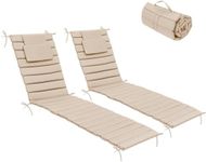 Crestlive Products Outdoor Chaise Lounge Cushion Set of 2, Outdoor Lounge Chair Cushion with Headrest for Patio Furniture, Lawn, Pool, 80''L x 26''W x 1''T (Beige)