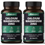 Boldfit Calcium Supplement 1000mg for Women and Men with Magnesium, Zinc, Vitamin D and B12 - Ideal for Bone and Joint Support - Calmagzinc Pack of 2-120 Vegetarian Tablets