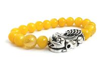 Astroghar Pi Yao Yellow Jade Om Mani Padme Hum Engraved Tibetan Charm Bracelet for Men and Women