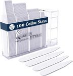 100 Plastic Collar Stays for Men's Dress Shirts - Plastic Dress Shirt Collar Inserts- Plastic Collar Stays for Men, White, 2.2"