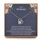 JOSYANDLOVE Soulmate Gifts for Her, Soulmate Necklace, Sterling Silver Love Knot Necklace, Gift for Her, Valentine's Day Gift for Girlfriend/Wife, Birthday Jewelry