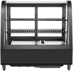 ICEVIVAL Certified Refrigerated Display Case, 3.5 Cu.Ft Countertop Refrigerator Commercial Display Fridge with Black Curved Glass & Auto Defrost, Freestanding Bakery Display Case for Cafe & Restaurant
