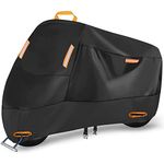 300D Heavy Duty Motorcycle Cover, Seceles All Season Durable Waterproof Outdoor Protection Scooter Cover 4 Reflective Tape Lock-Holes Fits up to 88" Honda Suzuki (XXL: 90" x 35" x 50")