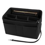 flintronic Felt Handbag Organiser, Tote Bag Organiser Insert Handbag with Multi-Compartment, Large Capacity Women Travel Makeup Organizer Storage Pouch, Black-L