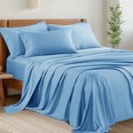 Shilucheng Bamboo 6-Piece Full Size Bed Sheets Set 1800 Thread Count 16 Inch Deep Pockets Cool Eco Friendly Soft and Comforterble (Full,Lake Blue)