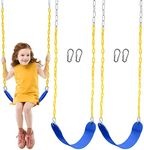 TURFEE 2 Pack Swing for Outdoor Swing Set, Swing Seat Replacement Kit with 66" Heavy Duty Chains, 4 Snap Hook for Kids Outdoor Play Playground, Trees, Swing Set, Playground (Blue)