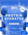 Jive Protein Hydrator Clear Protein Powder - w/Electrolytes, 22g Protein, 100 Calories & 25 Servings - Blue Raspberry - Grass Fed Clear Whey Isolate Protein - Clear Whey Protein Powder