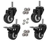 Lepose 2" Heavy Duty Caster Wheels Screw Type / 2 with Brakes & 2 Without/Soft Rubber Swivel Caster with 360 Degree Set Of 4