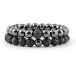 Young & Forever Gift Rakhi Gift for Brother Mens Beaded Bracelets Lava Rock Stone Beads for Women Anxiety Volcanic Lava Bracelet Long Distance Relationships Hematite Couples Bracelets Set of 2 Gift