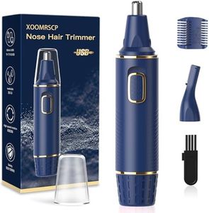 XOOMRSCP Nose Hair Trimmers for Men，Rechargeable Hair Trimmer 2 in 1 Painless Multifunctional Ear and Nose Hair Trimmer with IPX7 Waterproof Dual Edge Blades (Blue)