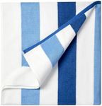 Bornbay Oversized Cotton Beach Towel - 40"X70" Extra Large Plush Thick Stripe Pool Towel, XL Soft Striped Cabana Swimming Towels for Adults Mens Women Girls (White Navy Blue)