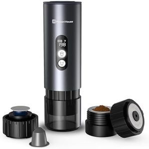 Maestri House Tragbare Espressomaschine，2-3 Minuten Schnelle Selbsterhitzende Camping Kaffeemaschine， Kompatibel mit Gemahlenen Kaffee und NS Kapseln，Geeignet für Autocamping, Wandern
