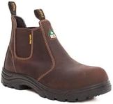 Tiger King Jasper Men’s Premium CSA Approved Chelsea Safety Boots: Composite Toe, Slip, Heat and Puncture Resistant with Electrical Hazard Protection, Size 9, X-Wide, Espresso Brown