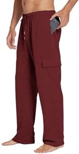 Deyeek Men's Cargo Sweatpants with Pockets Mens Sweat Pants Baggy Cargo Sweat for Men Gym Workout Sweatpants Red Sweatpants