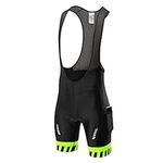 qualidyne Men's Cycling Bib Shorts with Pockets, 4D Padded Road Bike Bib Biking Bicycle Shorts, Black + Green, X-Large