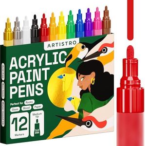 ARTISTRO 12 Acrylic Paint Pens for Rock Painting, Stone, Ceramic, Glass, Wood, Fabric, Canvas, Porcelain, Fabric & Textile marker, Set of 12 Acrylic Paint Markers Medium Tip 3mm