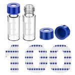 Membrane Solutions 2ml Hplc Vials Autosampler Vials 9-425 Vial Clear Glass Bottles with Write-on Spot and Graduations and 9mm Blue ABS Screw Caps & Septa, Case of 100