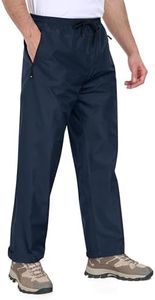 MoFiz Pantalón de Lluvia Hombre Ligero Impermeable Outdoor Sobrepantalón Cortaviento Transpirables Pantalones de Senderismo Moto Plegable con Bolsillos Azul Marino EU M
