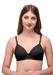 Roxxy Lingerie Moulded Heavy Padded Lycra semi Push-up Bra for Every Day Comfort with Multi Colour and Wide rang of Size (C, Black, 32)